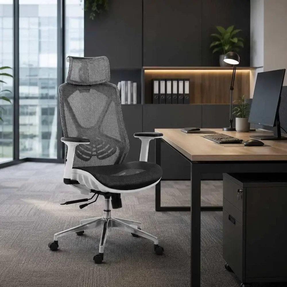 Scaun multifuncțional cu tetieră pe culoarea negru model SYYT 9503